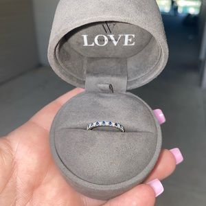 Vera Wang Love Collection 1/8 CT. T.W. Diamond and Blue Sapphire Band